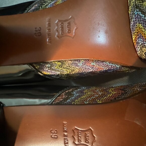 Metallic leather & pastel MISSONI print - platform boots made in Italy - size 39 - Picture 8 of 13